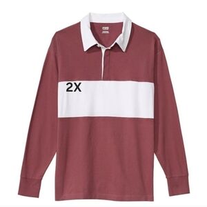 Victoria's Secret Pink Long Sleeve Rugby/Polo Button-up Shirt  Morning Rose 2X